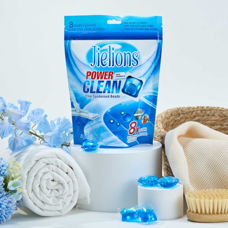 Jielions Floor Condensed Cleaning Beads 8g×30 Pouch, 8X Powerful Clean Effective Sterilization Stain & Odor Remover Safe For Pets All Floor Types