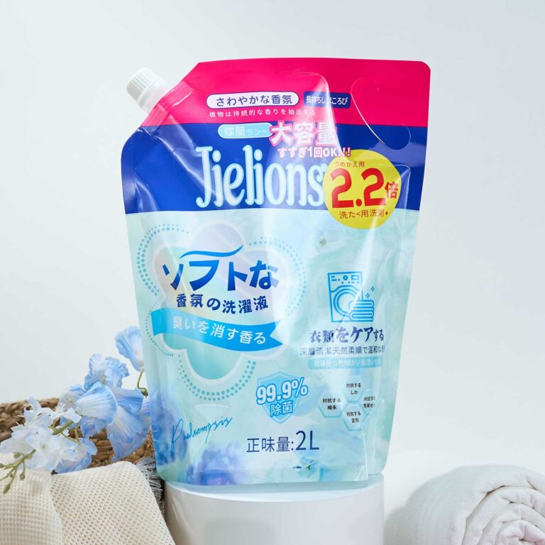 Jielions Phalaenopsis Scent Laundry Detergent Refill Pouch 2L, 2.2X Concentrated Formula 99.9% Sterilization Soft Wrinkle Anti-Fade Long-Lasting Plant Floral Fragrance Household Laundry Liquid