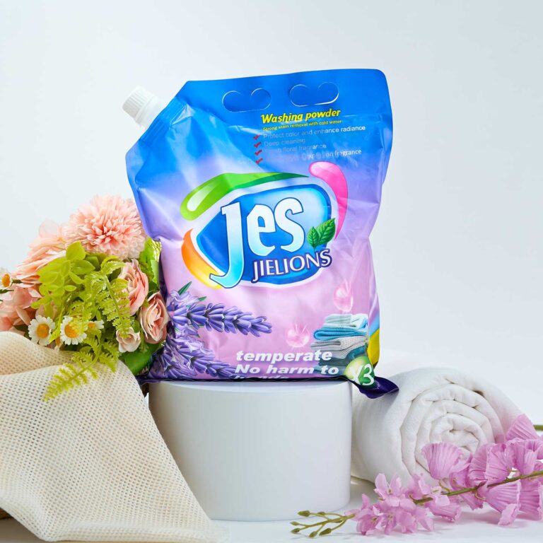 Jielions Lavender Scent Laundry Washing Powder Stand-Up Spout Pouch, 3X Double Effect Cold Water Deep Stain Removal Color Protect Microcapsule Burst Fragrance Mild Hand Safe Detergent Powder