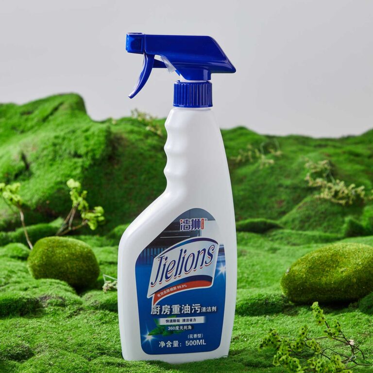Jielions Kitchen Heavy Grease Cleaner Spray 500ml, Floral Scent 99.9% Disinfect Fast Stain Removal 360° All-Angle Spray Foam Degreaser For Stove Range Hood